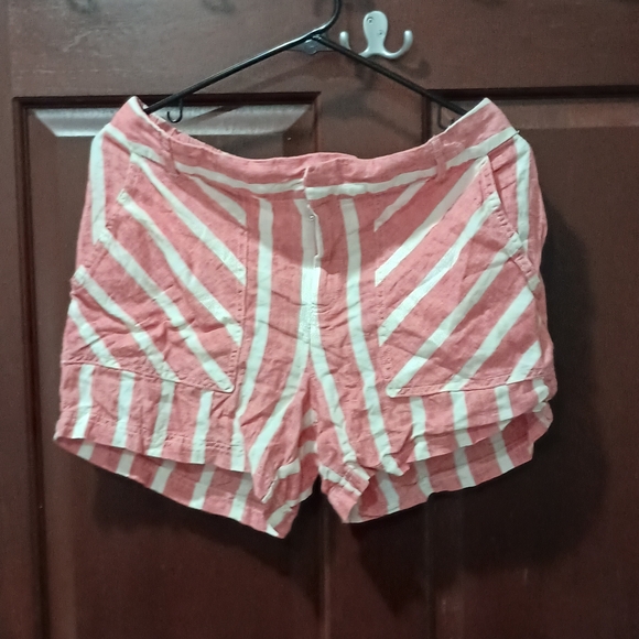 Nicole Miller Pants - Nicole Miller Red and White Striped High Waist Shorts